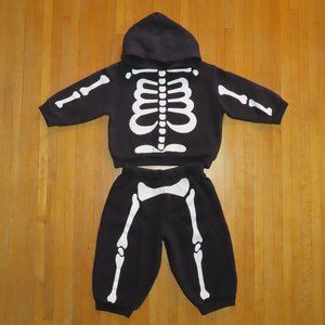 Miniwear Skeleton sweat suit pull over hoodie joggers halloween costume 12mo